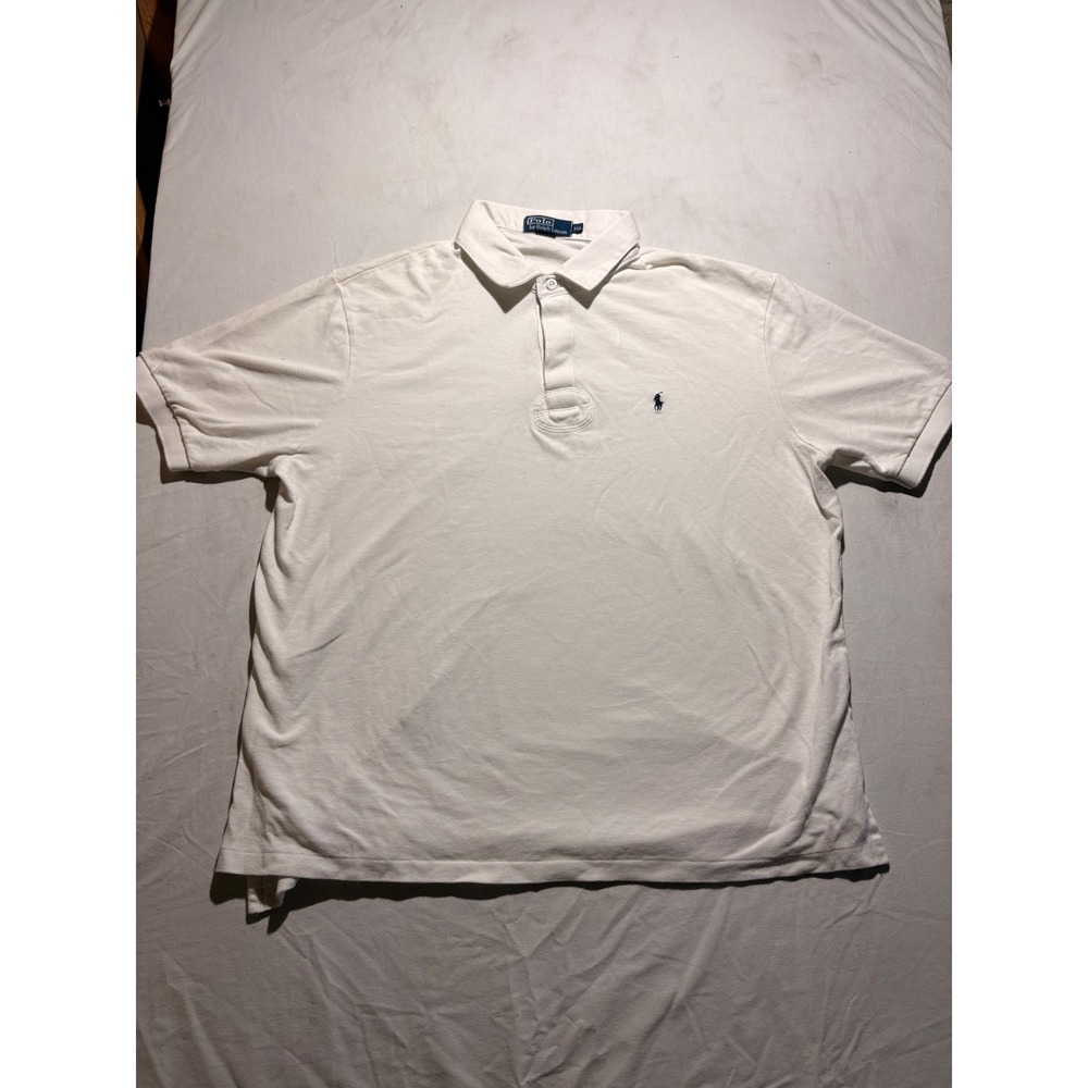 Polo Ralph Lauren Mens XXL White Pique Short Sleeve Pony Logo Polo Shirt